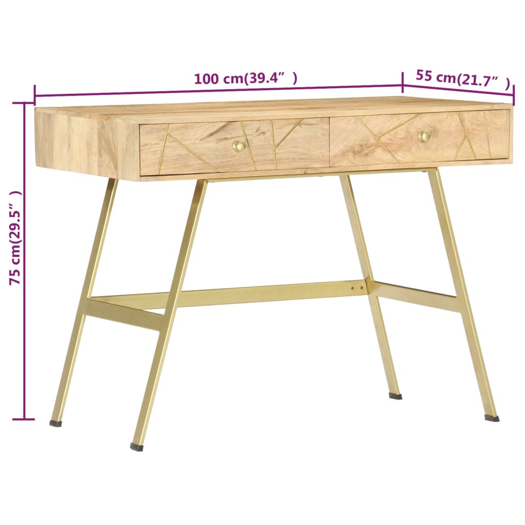 Письменный стол с ящиками, 100 x 55 x 75 см, манговое дерево