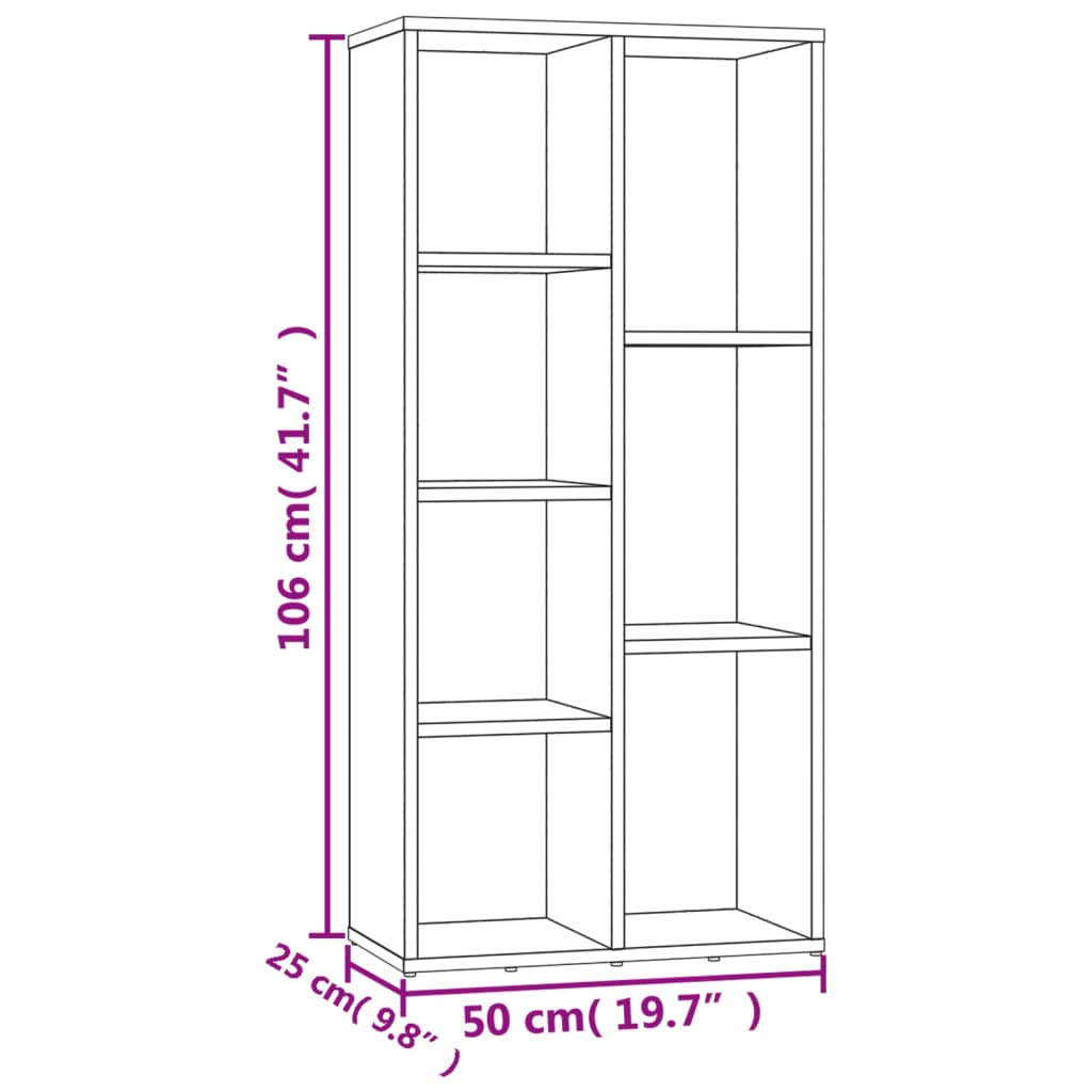 книжная полка бетон серый 50 x 25 x 106 см, искусственное дерево