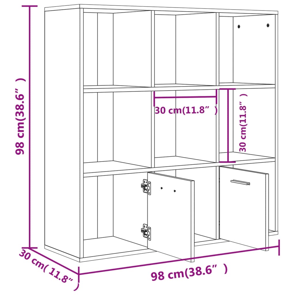 Книжная полка Sonoma дуб 98 x 30 x 98 см искусственное дерево