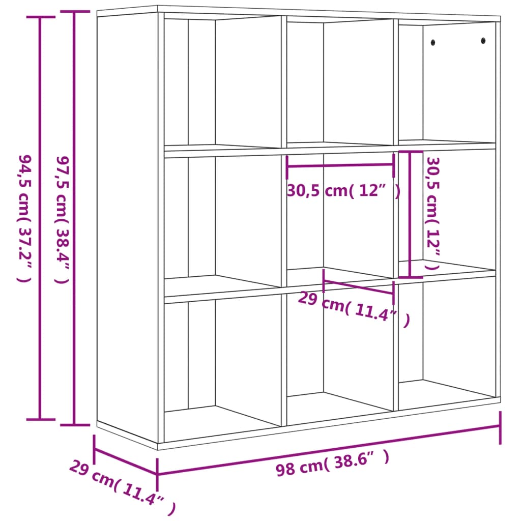 raamaturiiul Sonoma tamm, 98 x 29 x 97,5 cm tehispuit