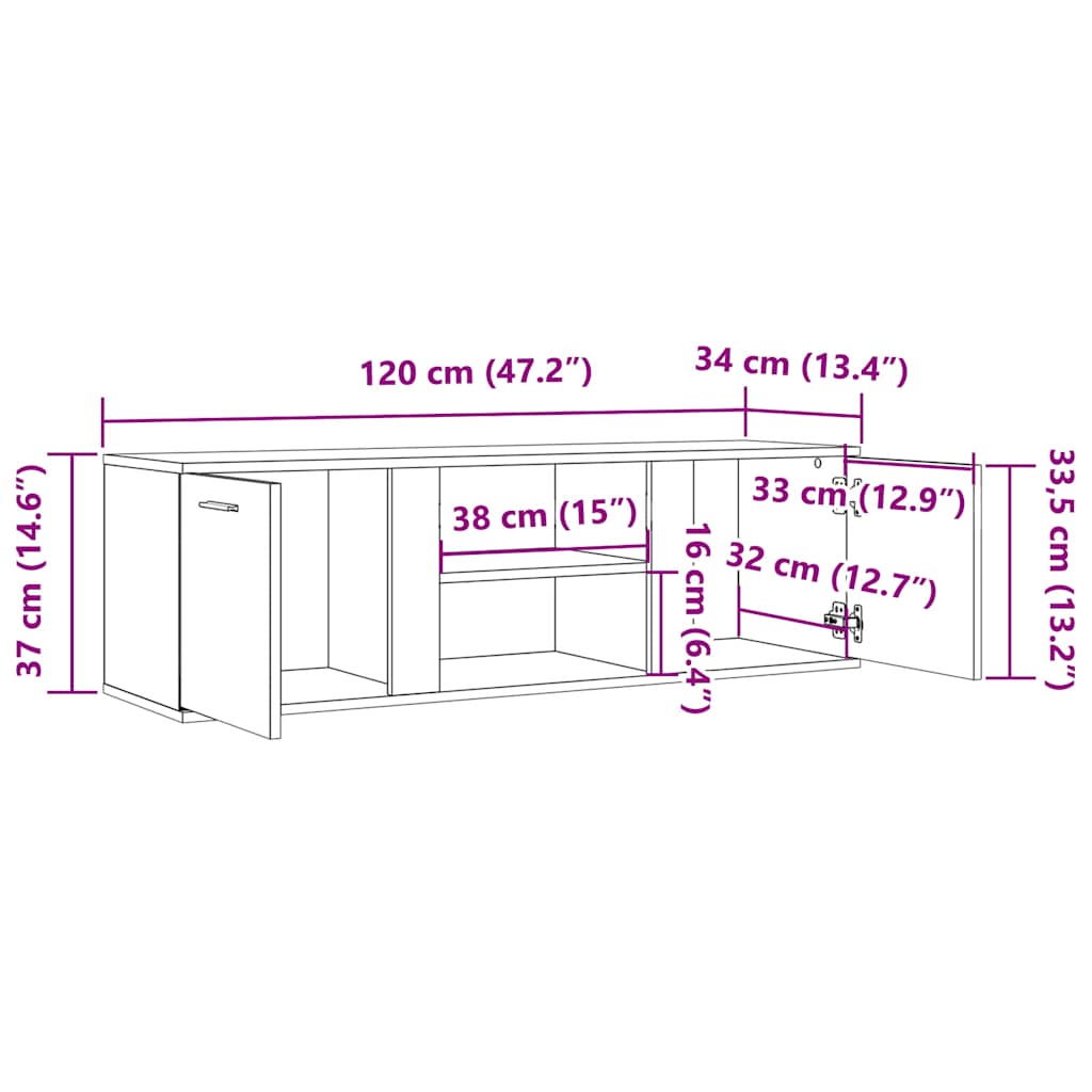 Тумба под телевизор, глянцевая белая, 120 x 34 x 37, искусственное дерево