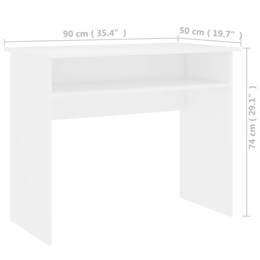 письменный стол, белый, 90 x 50 x 74 см, искусственное дерево