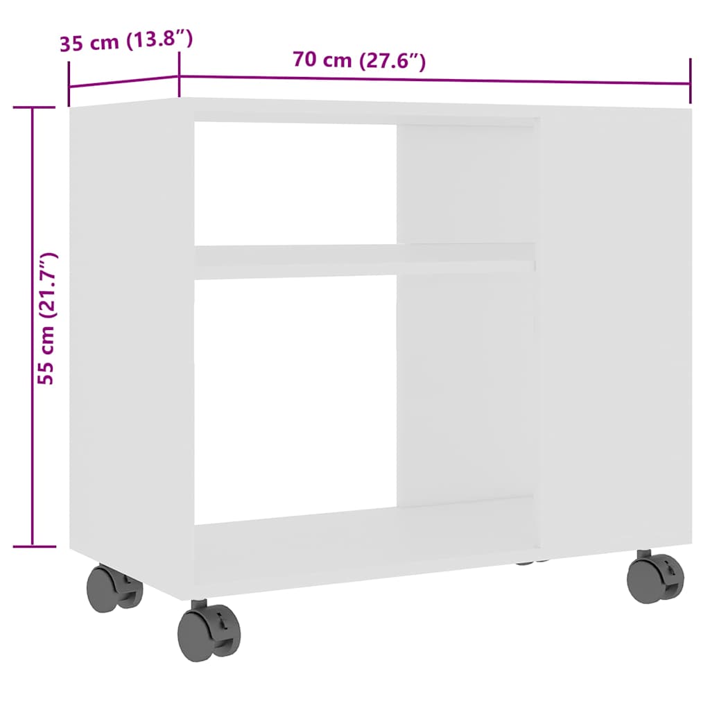 приставной столик, белый, 70 x 35 x 55 см, искусственное дерево