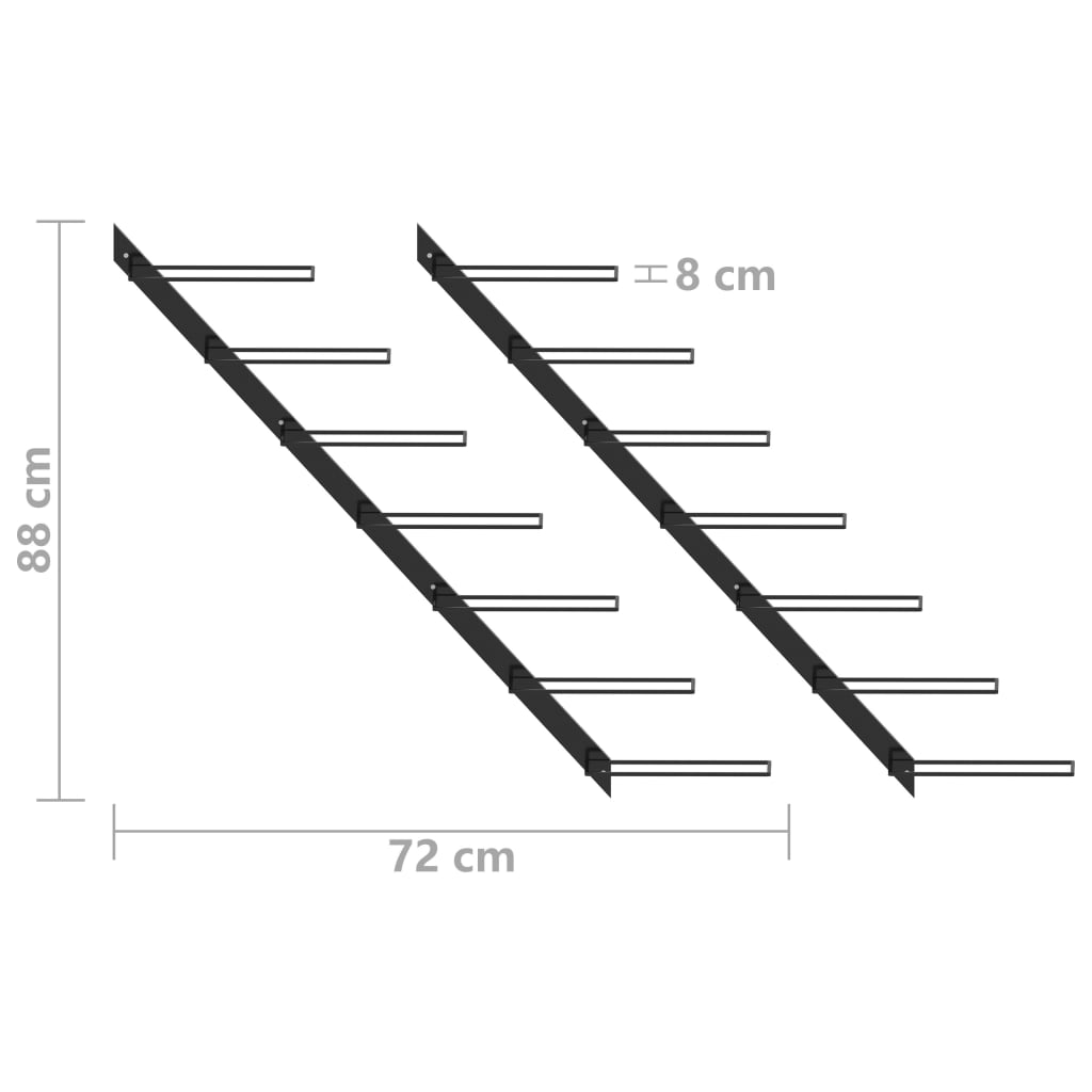 seinale kinnitatavad veiniriiulid 14 pudelile, 2 tk must metall