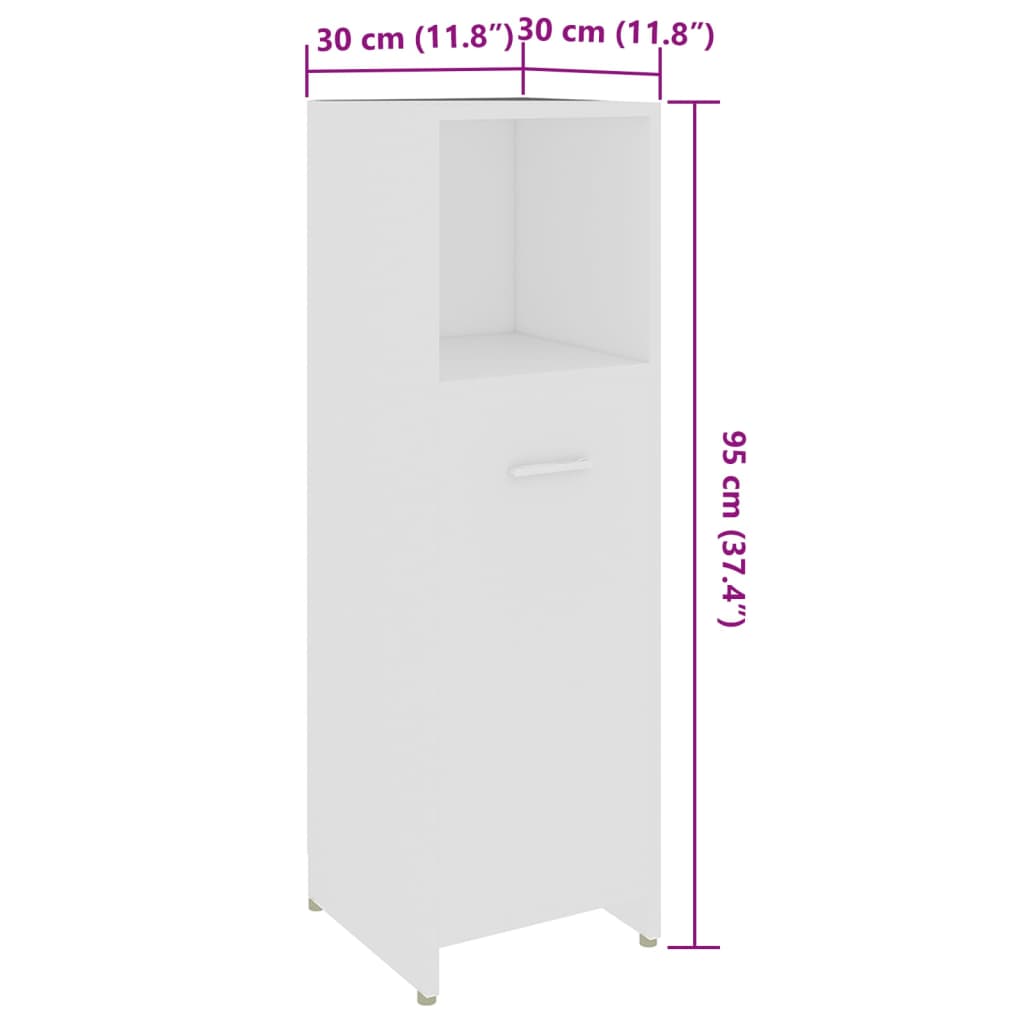 тумба для ванной белая 30 x 30 x 95 см искусственное дерево