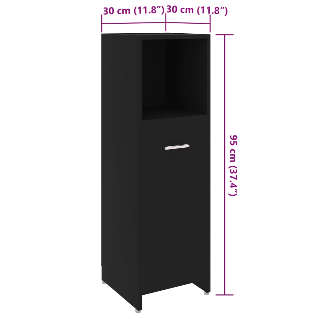 шкафчик для ванной черный 30 x 30 x 95 см искусственное дерево