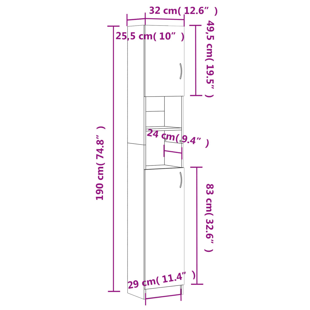 тумба для ванной белая 32x25,5x190 см искусственное дерево