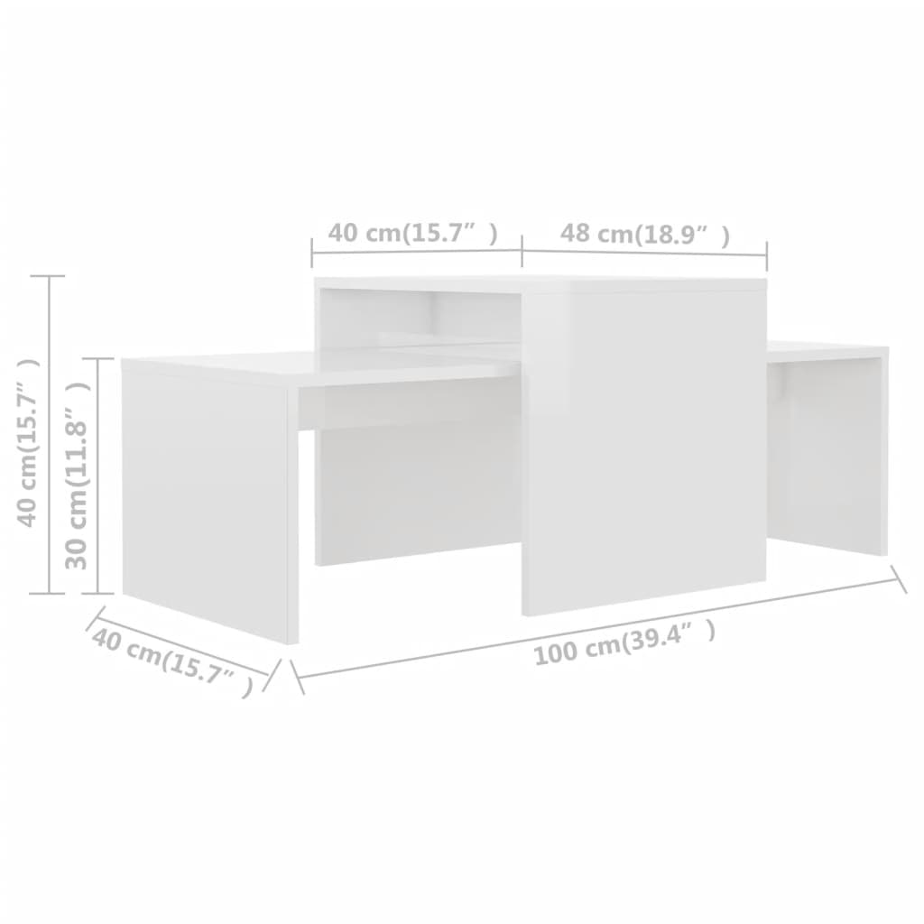 набор журнальных столиков, белый, 100 x 48 x 40 см, искусственное дерево