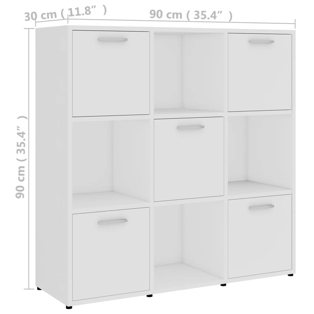 книжная полка белая 90x30x90 см искусственное дерево