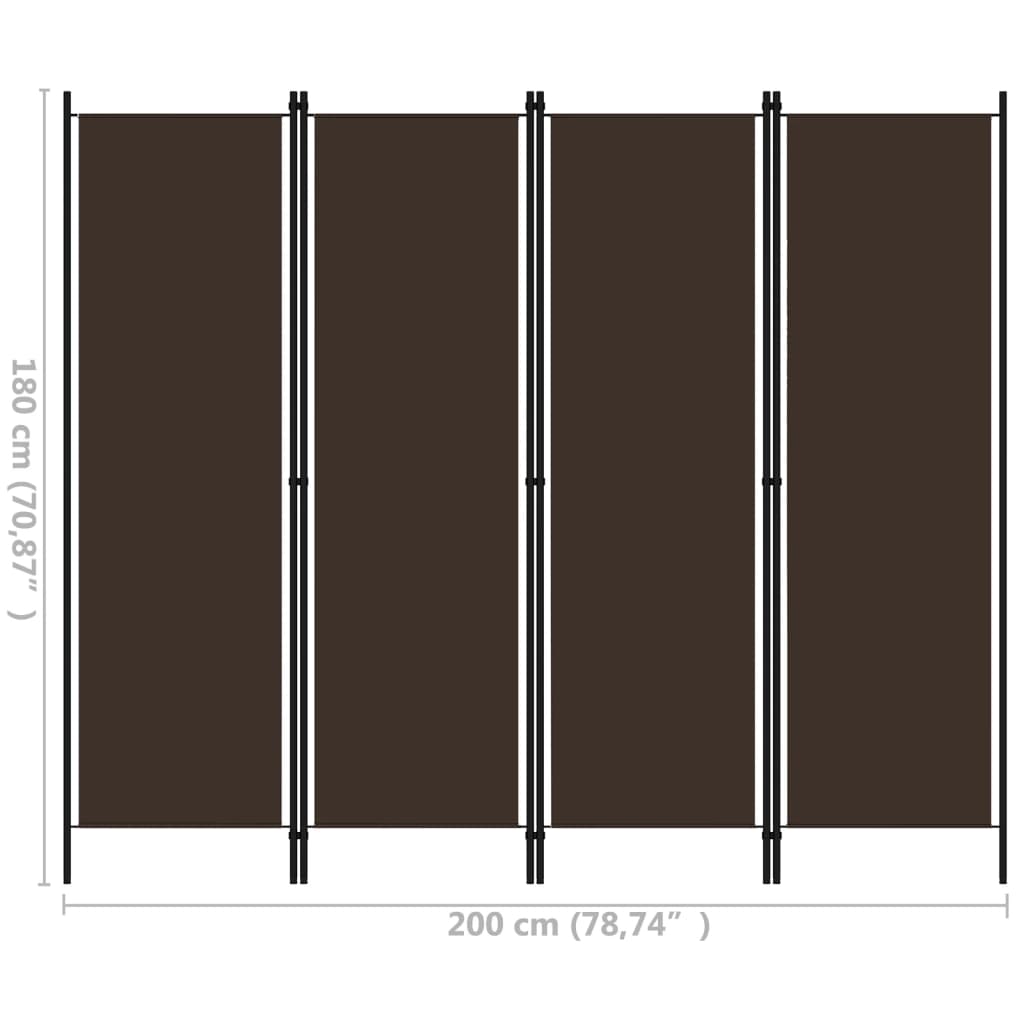 4 paneeliga ruumijagaja, pruun, 200 x 180 cm