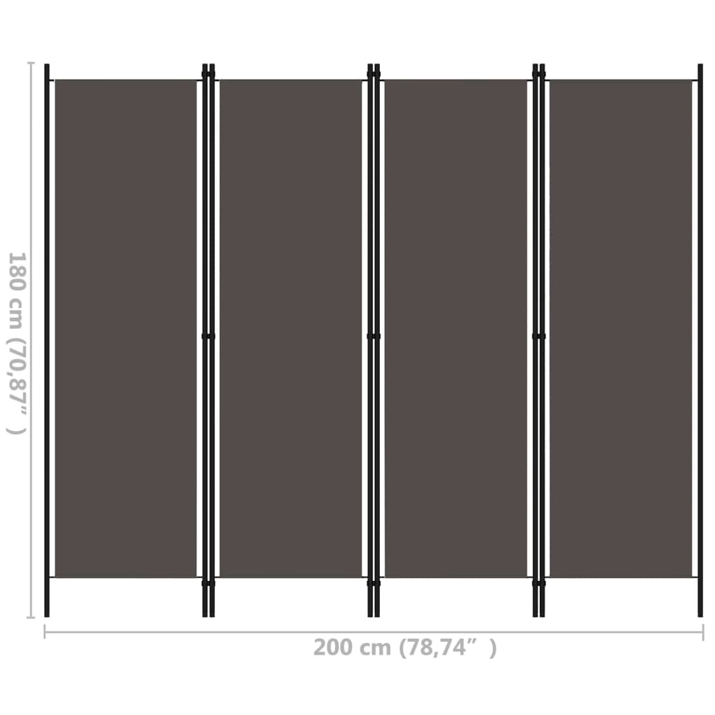 4 paneeliga ruumijagaja, antratsiithall, 200 x 180 cm