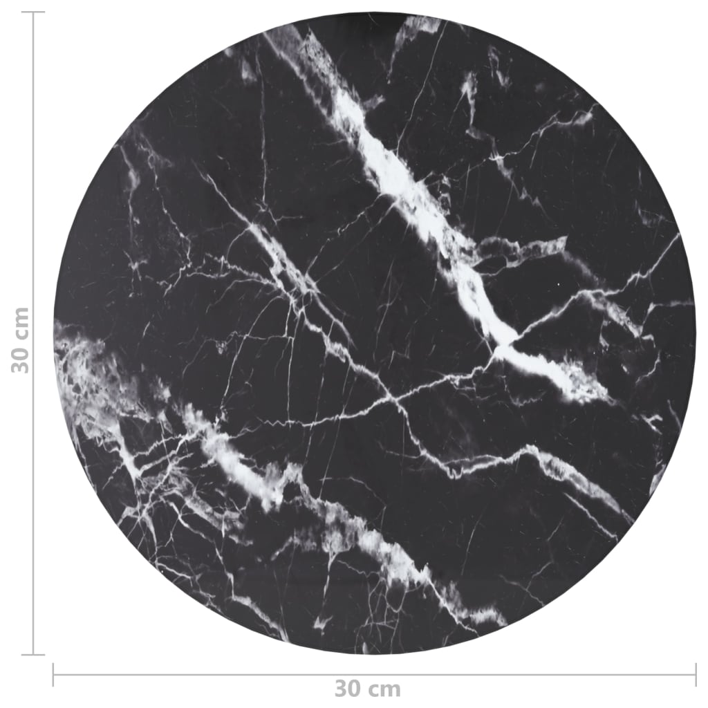 lauaplaat, must Ø30x0,8 cm, karastatud klaas marmordisain