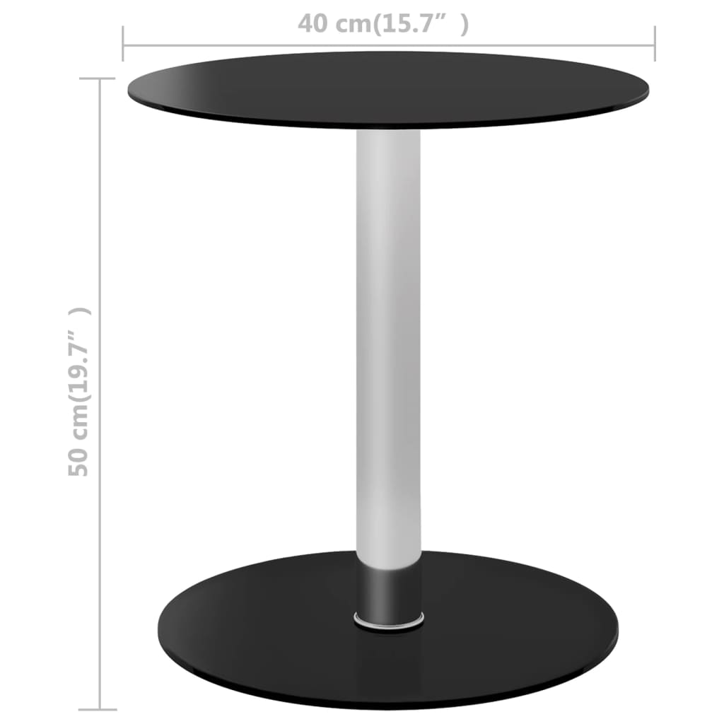 kohvilaud, must, 40 cm, karastatud klaas