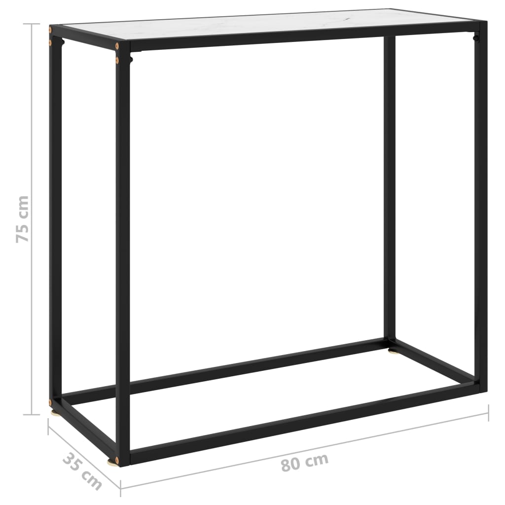 konsoollaud, valge, 80 x 35 x 75 cm, karastatud klaas