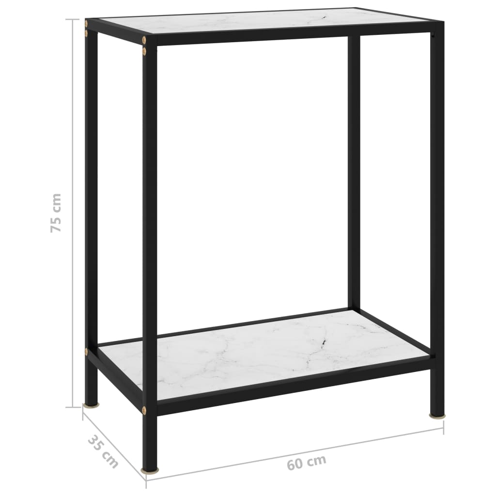 konsoollaud, valge, 60 x 35 x 75 cm, karastatud klaas