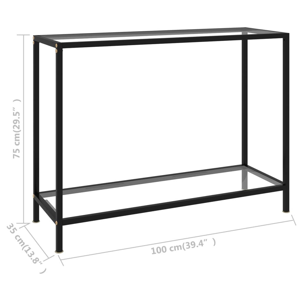 konsoollaud, läbipaistev, 100 x 35 x 75 cm, karastatud klaas