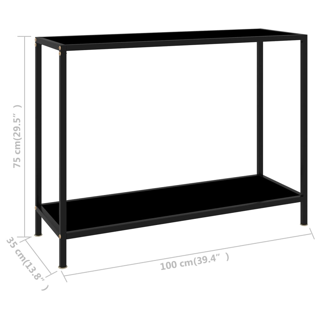 konsoollaud, must, 100 x 35 x 75 cm, karastatud klaas