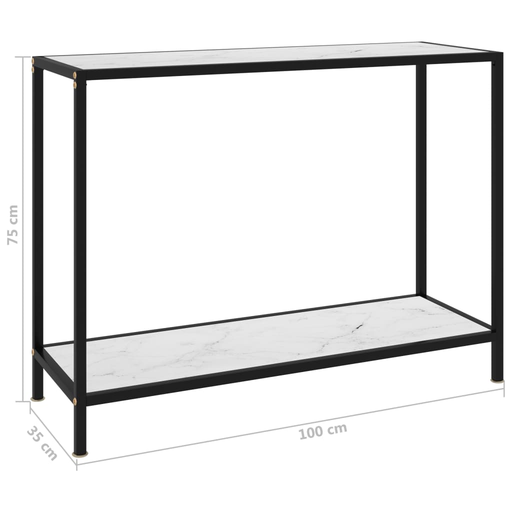 konsoollaud, valge, 100 x 35 x 75 cm, karastatud klaas