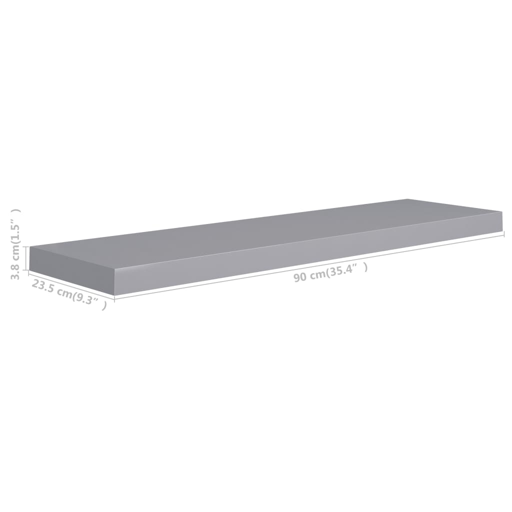 seinariiulid, 2 tk, hall, 90 x 23,5 x 3,8 cm MDF