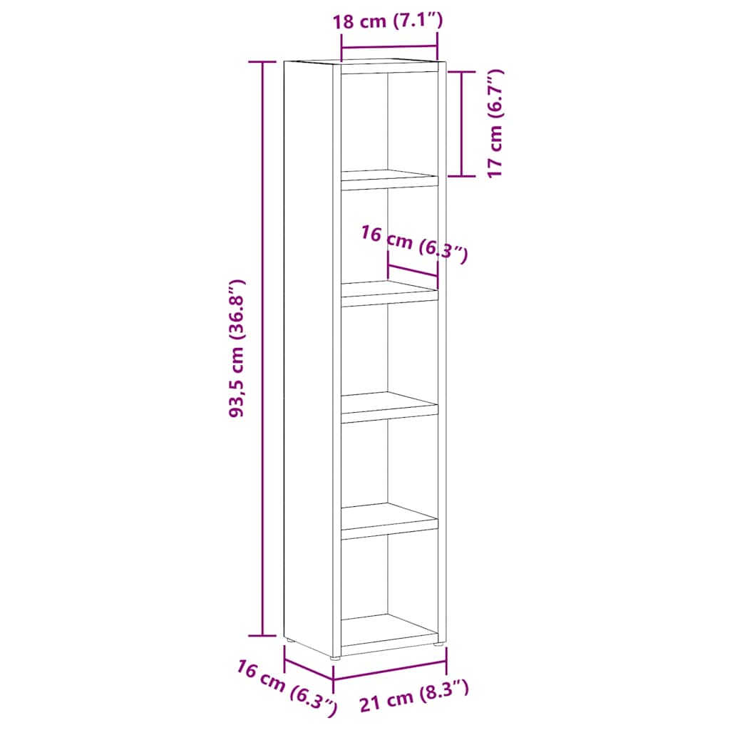 CD-kapid 2 tk, must 21 x 16 x 93,5 cm, puitlaastplaat