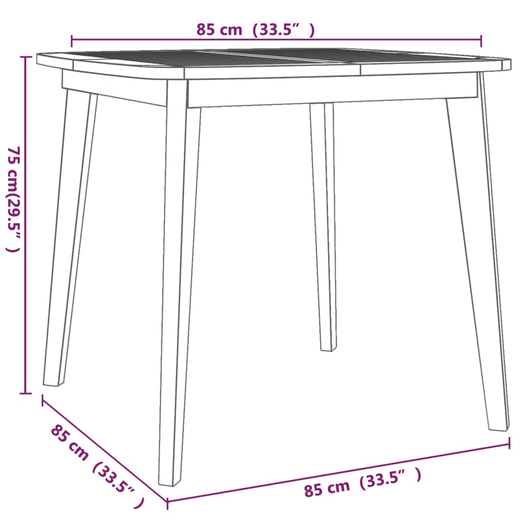 Садовый стол, 85 x 85 x 75 см, дерево акация