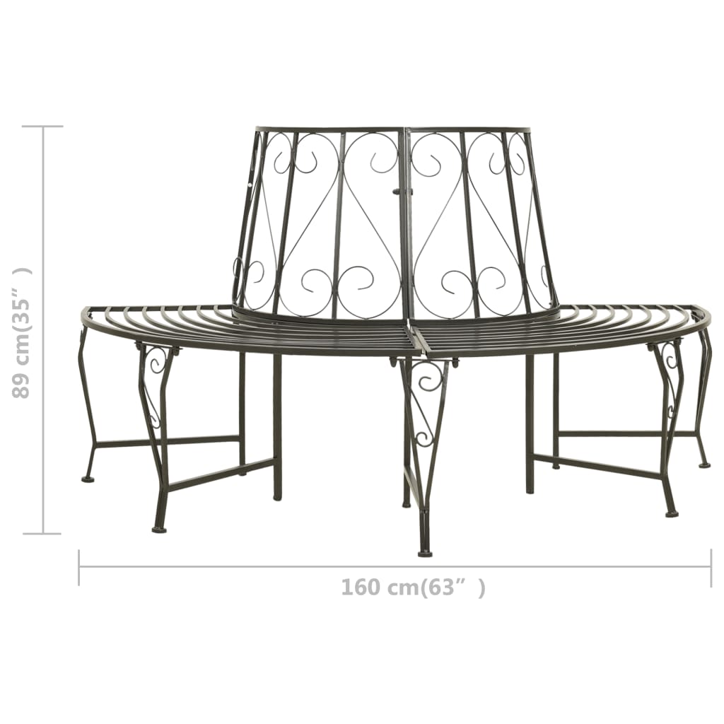 puu ümber paigaldatav poolümar aiapink, 160 cm, teras