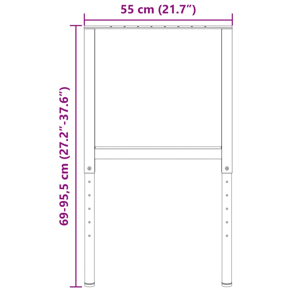 reguleeritavad tööpingi raamid 2 tk metall 55x(69–95,5) cm must