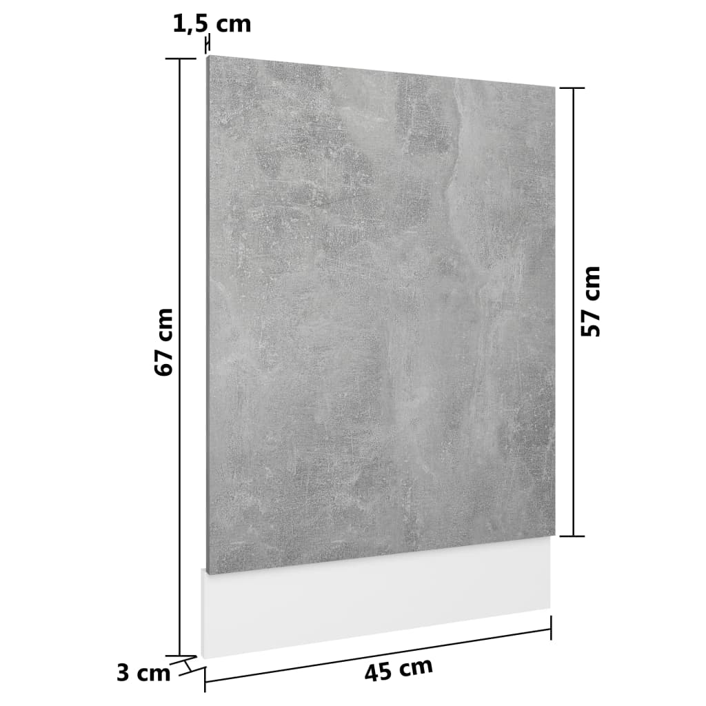 Панель для посудомоечной машины, серая, 45 x 3 x 67 см, искусственное дерево