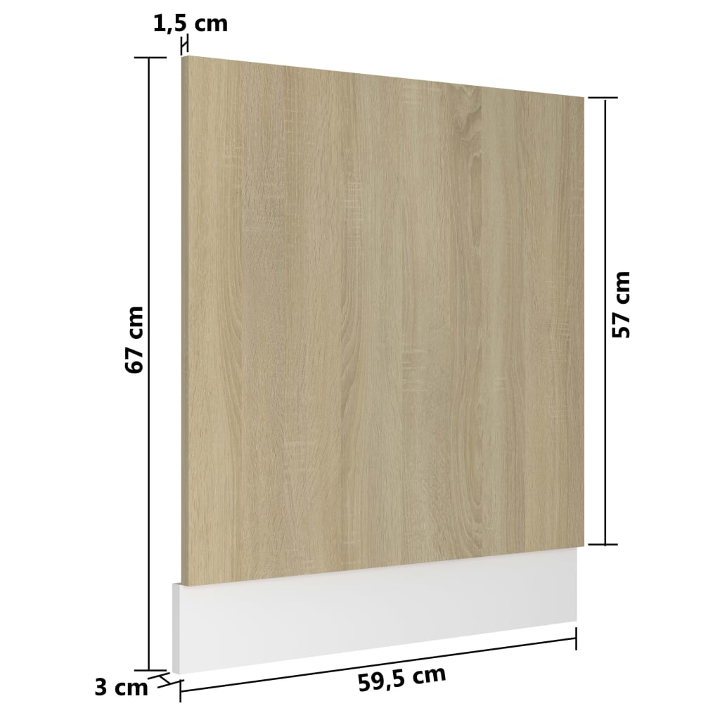 Панель для посудомоечной машины, дуб Сонома, ДСП 59,5x3x67 см