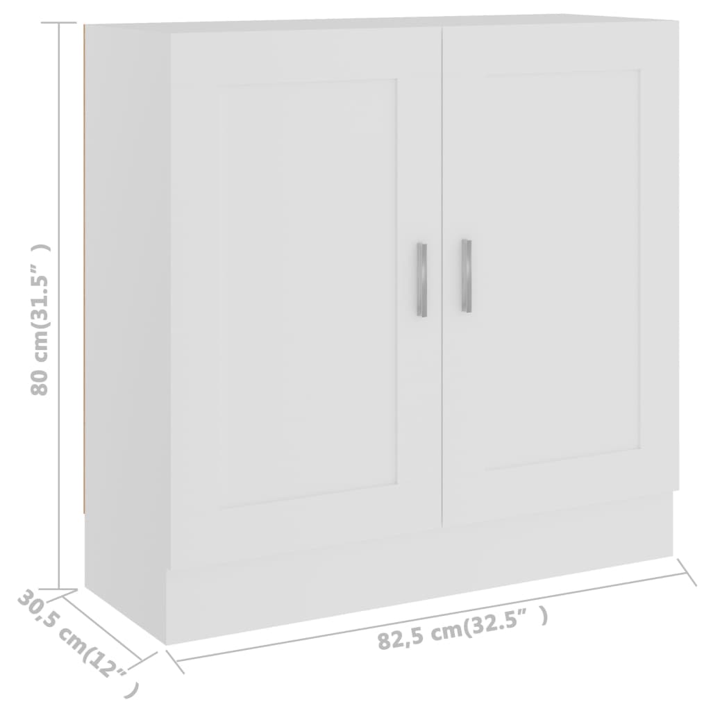 книжная полка белая 82,5 x 30,5 x 80 см искусственное дерево