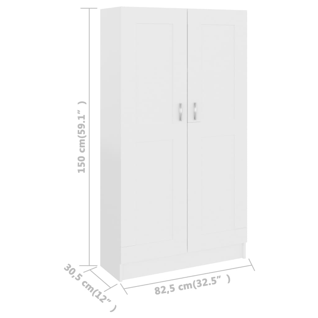 raamaturiiul valge 82,5 x 30,5 x 150 cm tehispuit