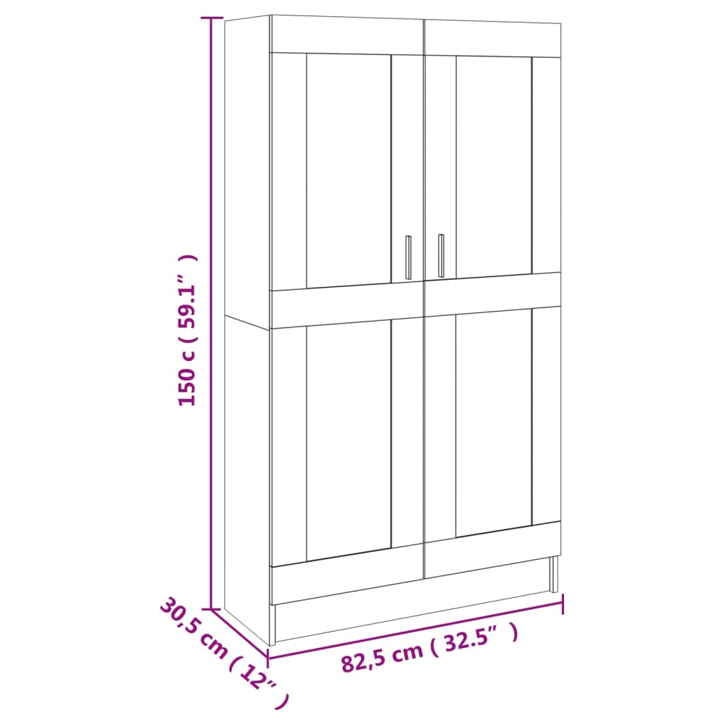 книжный шкаф Sonoma дуб 82,5 x 30,5 x 150 см искусственное дерево