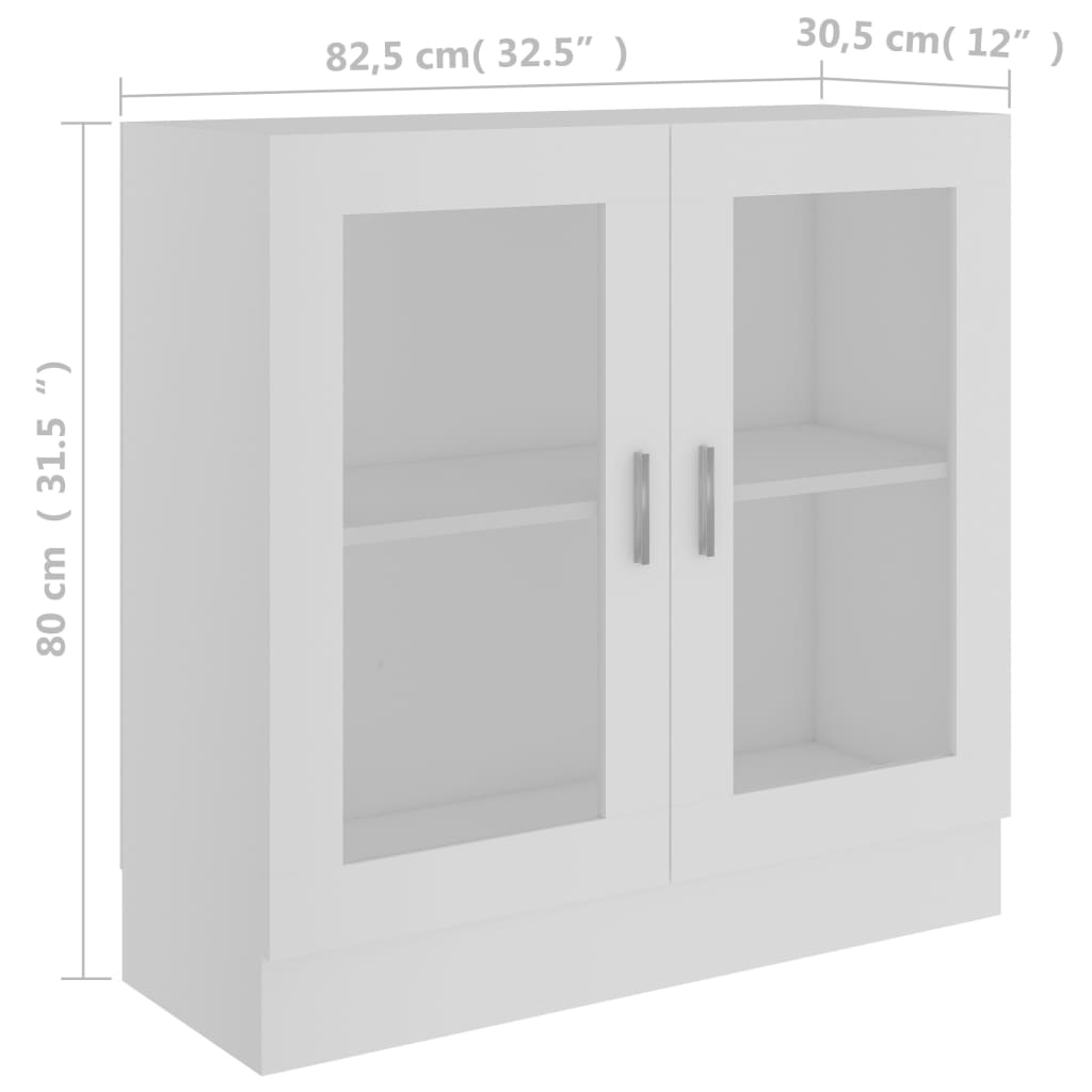 vitriinkapp valge 82,5 x 30,5 x 80 cm tehispuit