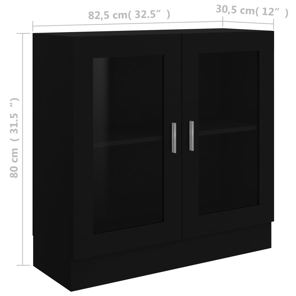 витрина черная 82,5 x 30,5 x 80 см искусственное дерево