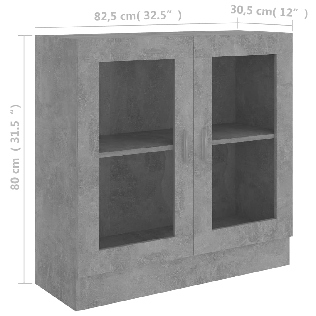 vitriinkapp betoonhall 82,5 x 30,5 x 80 cm tehispuit