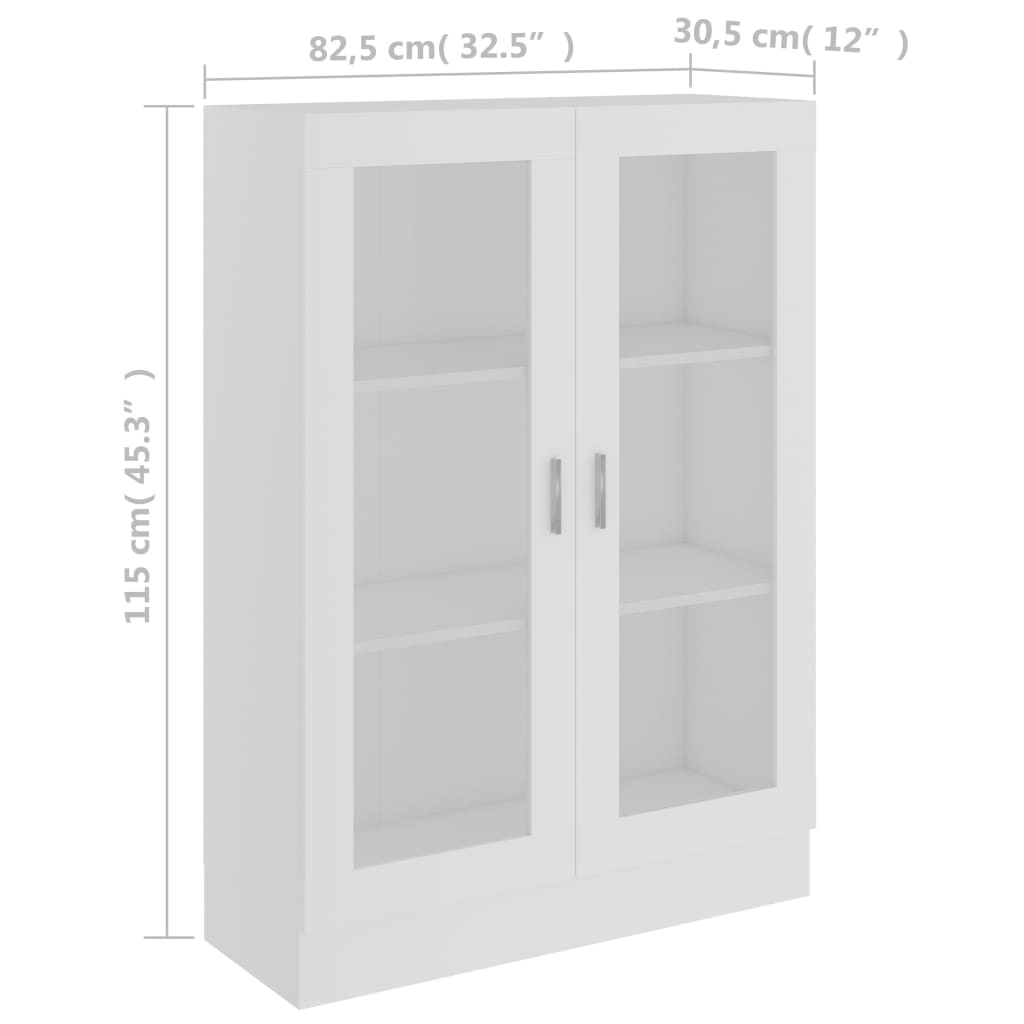 vitriinkapp valge 82,5 x 30,5 x 115 cm tehispuit