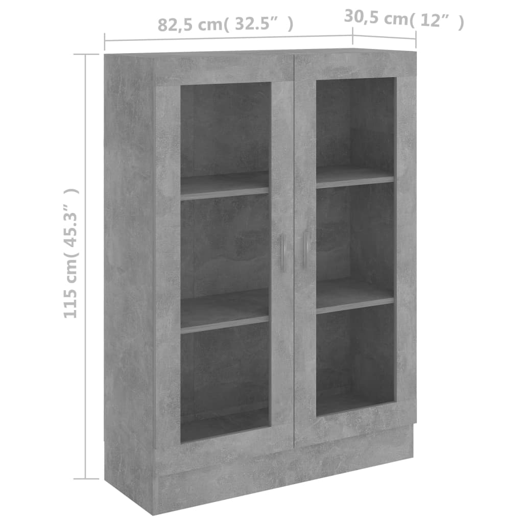 витрина бетон серый 82,5 x 30,5 x 115 см искусственное дерево