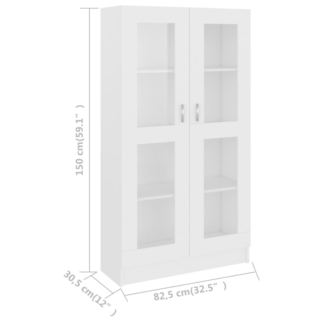 витрина белая 82,5 x 30,5 x 150 см искусственное дерево