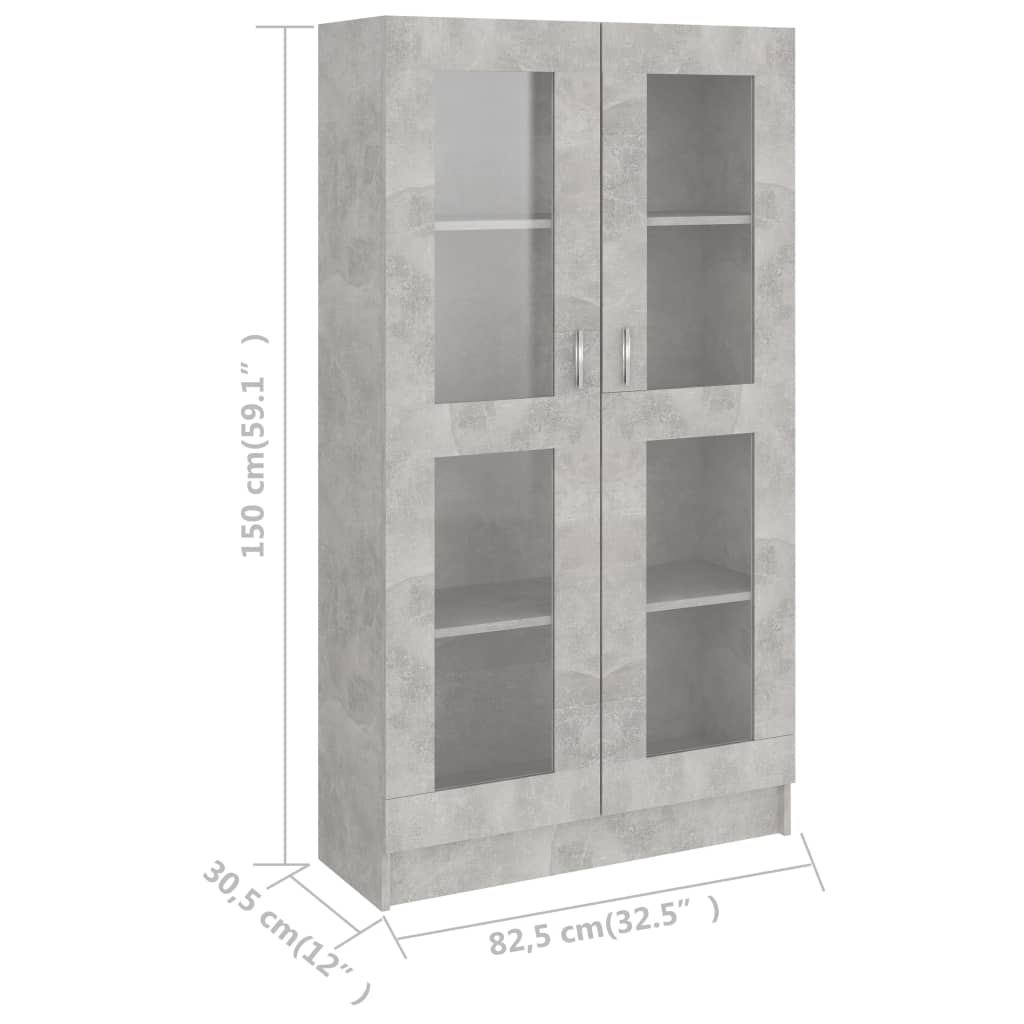 vitriinkapp betoonhall 82,5 x 30,5 x 150 cm tehispuit