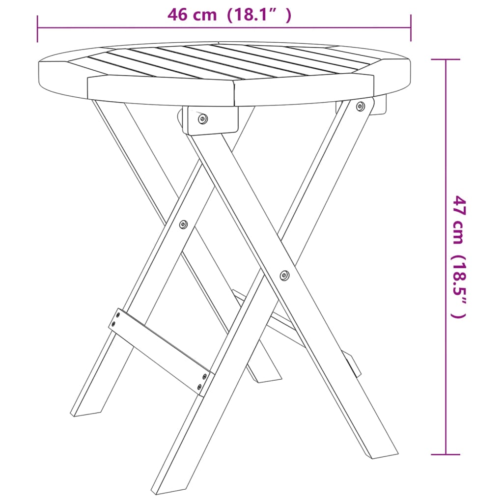 Стол для бистро, Ø46x47 см, дерево акация