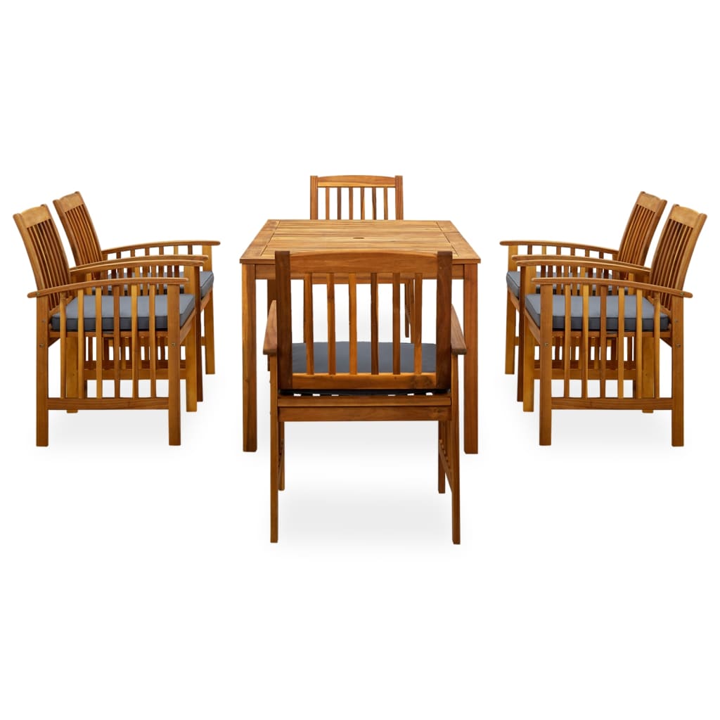 3058089 vidaXL 7 Piece Garden Dining Set with Cushions Solid Acacia Wood (45962+2x312131)