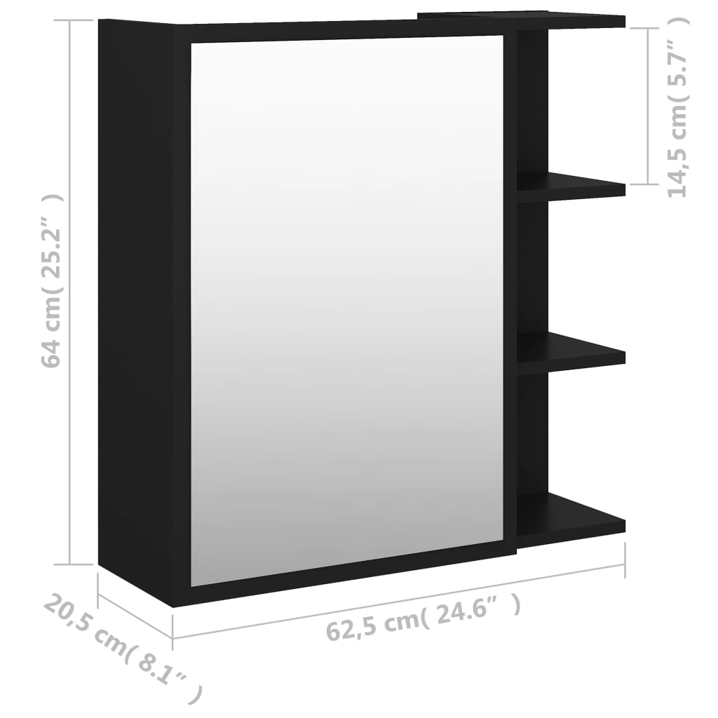 vannitoa peeglikapp must 62,5x20,5x64 cm tehispuit