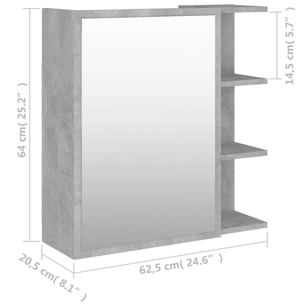 vannitoa peeglikapp betoonhall 62,5x20,5x64 cm tehispuit