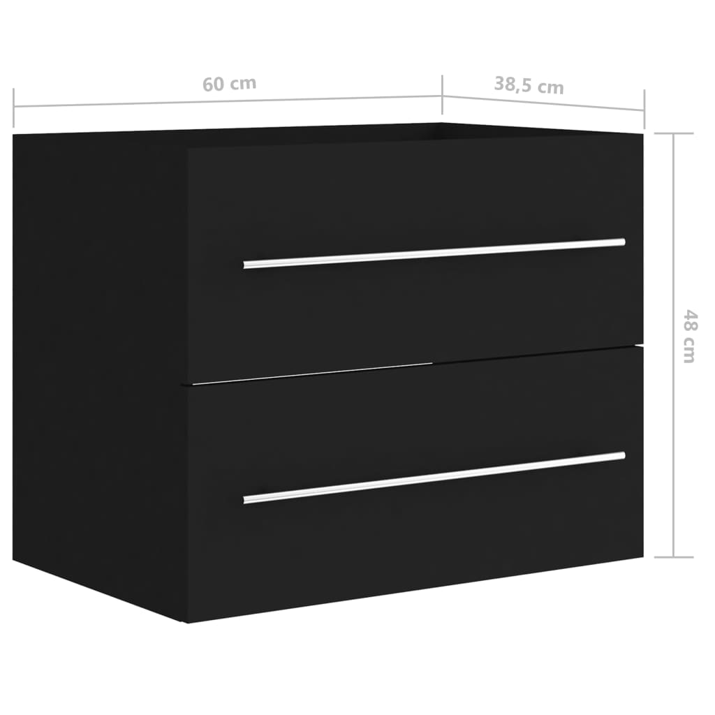 Тумба под мойку, черная, 60 x 38,5 x 48 см, искусственное дерево