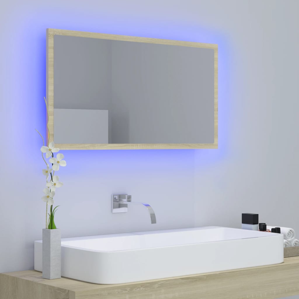 LED vannitoa peeglikapp, Sonoma tamm, 80x8,5x37 cm, akrüül