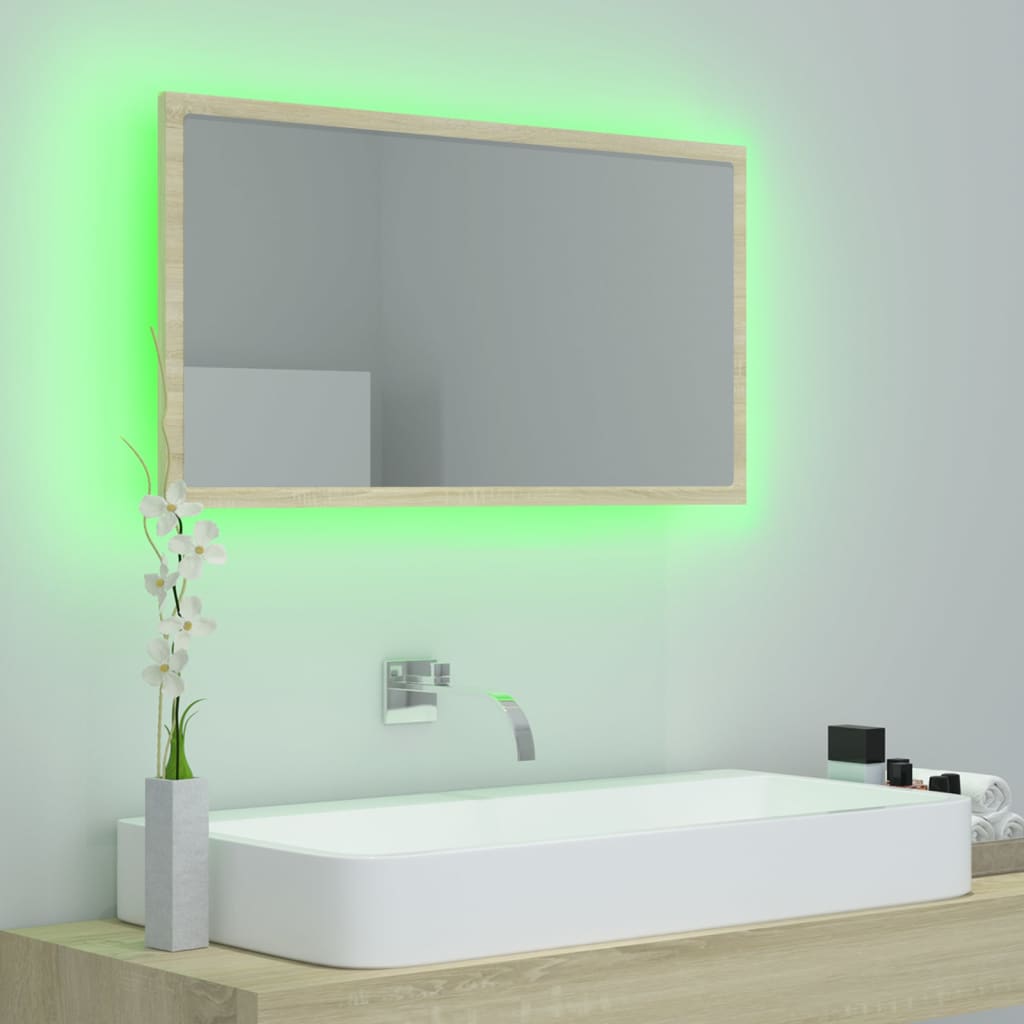 LED vannitoa peeglikapp, Sonoma tamm, 80x8,5x37 cm, akrüül