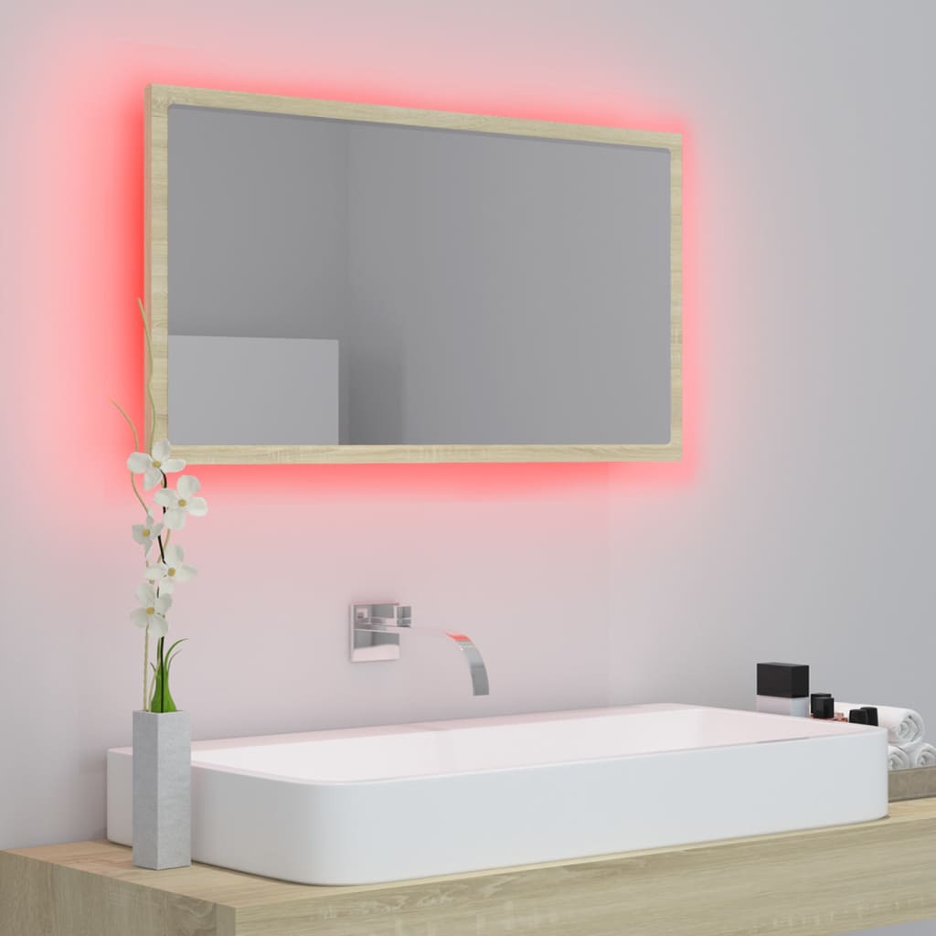 LED vannitoa peeglikapp, Sonoma tamm, 80x8,5x37 cm, akrüül