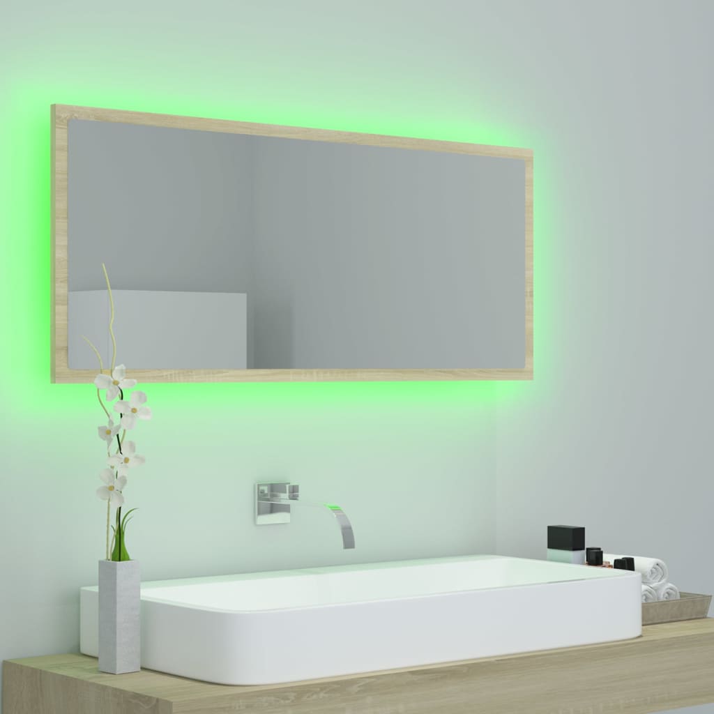 LED vannitoa peeglikapp, Sonoma tamm, 100x8,5x37 cm, akrüül