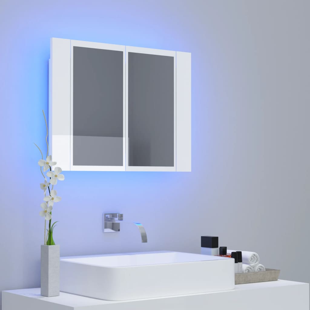 LED-peeglikapp kõrgläikega valge 60x12x45 cm, akrüül