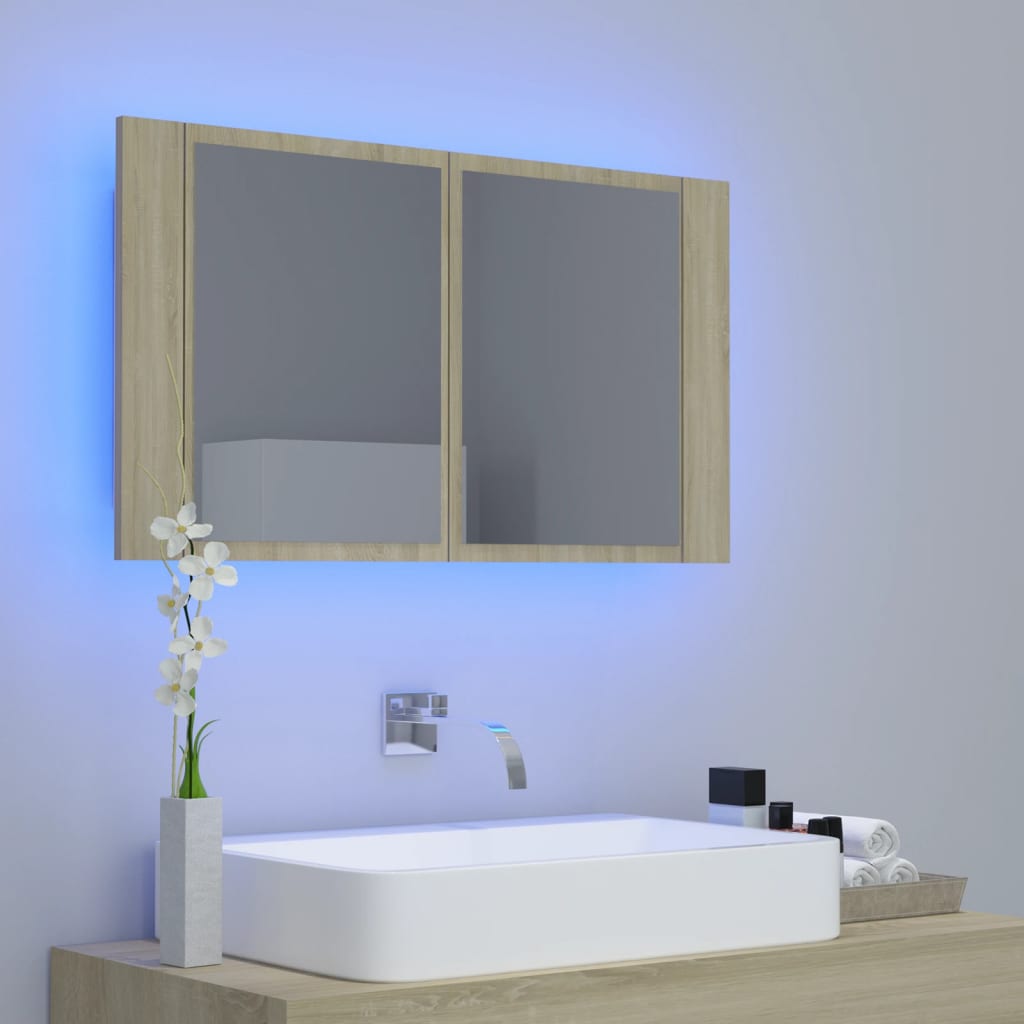 LED-peeglikapp Sonoma tamm 80x12x45 cm, akrüül